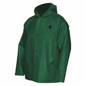 MCR SAFETY 568JHX4 Rain Jacket, 4Xl, Green, Snap, Attached Hood, Nylon/Polyurethane, 0 Pockets | CT2QKR 55KW85
