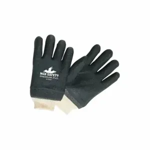 MCR SAFETY 6100S Black PVC Non Slip Interlock Li, S, PK 12 | CT2QLC 26J651