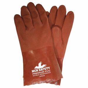 MCR SAFETY 6452S Chemikalienbeständiger Handschuh, 12 Zoll Länge, Körnung, L-Größe, Rot, S6452S, 12er-Pack | CT2MXE 48GM53