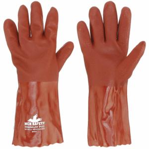 MCR SAFETY 6454S Chemikalienbeständiger Handschuh, 14 Zoll Länge, Körnung, L-Größe, Rot, S6454S, 12er-Pack | CT2MYE 49DA92