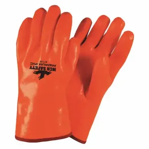 MCR SAFETY 6712F Coated Glove, PVC Coating, Gauntlet Cuff, L Glove Size, Orange/Orange, Foam Lining | CT2NPX 49DC03