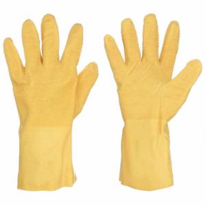 MCR SAFETY 6845M Chemikalienbeständiger Handschuh, 20 mil dick, 12 Zoll Länge, Crinkle, Größe M, Gelb, 12er-Pack | CT2NAH 48GM54