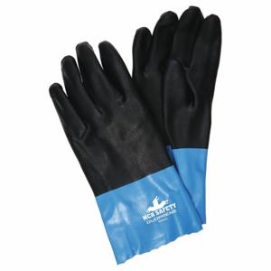 MCR SAFETY 6962L Chemikalienbeständiger Handschuh, 12 Zoll Länge, Körnung, Größe L, Schwarz/Blau, Allzweck, 1 Paar | CT2MXB 48GG85