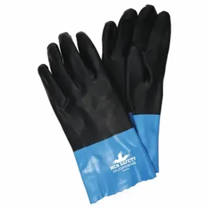 MCR SAFETY 6962L Chemical Resistant Glove, 12 Inch Length, Grain, L Size, Black/Blue, Gen Purpose, 1 Pair | CT2MXB 48GG85