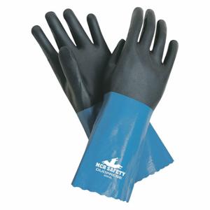 MCR SAFETY 6964L Chemikalienbeständiger Handschuh, 14 Zoll Länge, Körnung, Größe L, Schwarz/Blau, Allzweck, 12er-Pack | CT2MYC 49DD27