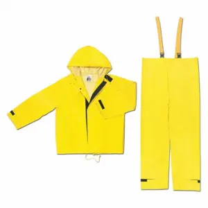 MCR SAFETY 8402X3 Two Piece Rain Suit with Jacket/Bib Overall, Yellow, 3XL, Neoprene | CT2TDR 26K615