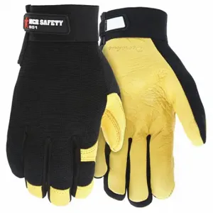 MCR SAFETY 901XXL Mechanics Gloves, Size 2XL, Mechanics Glove, Full Finger, Deerskin, Black/Yellow, 1 Pair | CT2RLP 48GL28