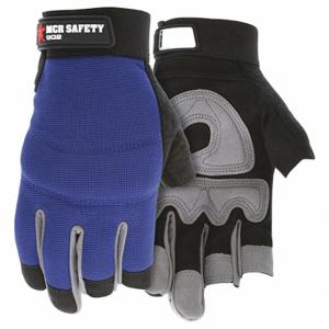 MCR SAFETY 902M Mechaniker-Handschuhe, Größe M, Mechaniker-Handschuh, Teilfinger, Kunstleder, Schaumstoff, Blau | CT2RUM 26H494
