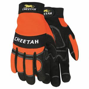 MCR SAFETY 935HVOS Mechanics Gloves, Size S, Mechanics Glove, Full Finger, Synthetic Leather, Orange, 1 Pair | CT2RRL 60HN45