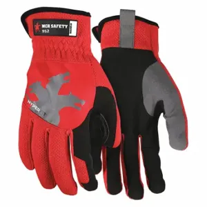 MCR SAFETY 952S Mechanics Gloves, Size L, Mechanics Glove, Full Finger, Synthetic Leather, Red, 1 Pair | CT2RNR 60HM78