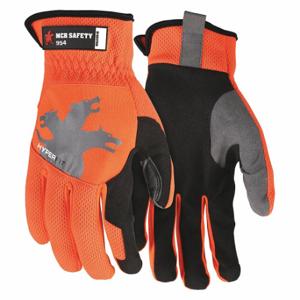 MCR SAFETY 954M Mechanics Gloves, Size M, Mechanics Glove, Full Finger, Synthetic Leather, Orange, 1 Pair | CT2RQJ 60HM89