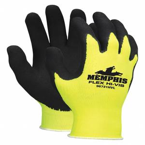 MCR SAFETY 96731HVXL Coated Glove, Xl Glove Size, Black/High-Visibility Yellow, 1 Pair | CH6NGD 48GJ60