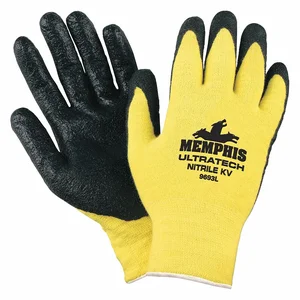 MCR SAFETY 9693S Coated Glove, S Glove Size, Black/Yellow, 1 Pair | CH6NGF 48GK57