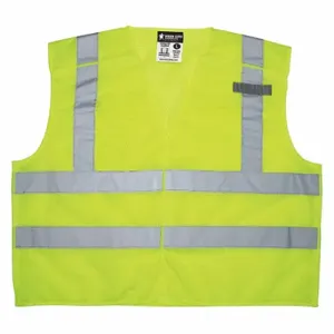 MCR SAFETY CL2ML2X4 High Visibility Vest, ANSI Class 2, U, 4XL, Lime, Solid Polyester, Hook-and-Loop | CT2QGR 55KX05