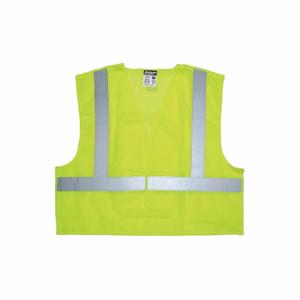 MCR SAFETY CL2MLM Safety Vest, Ansi Class 2, M, Lime, Solid Polyester, Hook-And-Loop | CT2TNT 508J40