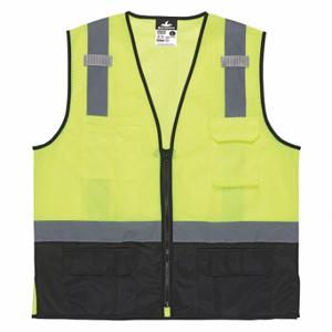 MCR SAFETY CL2MLSZL High Visibility Vest, ANSI Class 2, U, L, Lime, Solid Polyester, Zipper, ANSI Class 2 | CT2QHL 55KX07