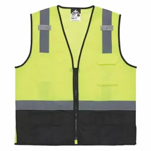 MCR SAFETY CL2MLSZM High Visibility Vest, ANSI Class 2, U, M, Lime, Solid Polyester, Zipper, ANSI Class 2 | CT2QHV 55KX08