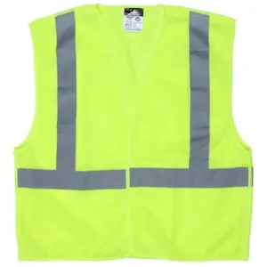 MCR SAFETY CL2MLX4 Safety Vest, Ansi Class 2, 4Xl, Lime, Solid Polyester, Hook-And-Loop | CT2TPD 508J45