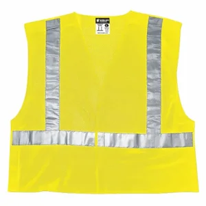 MCR SAFETY CL2MLL High Visibility Vest, ANSI Class 2, U, L, Lime, Solid Polyester, Hook-and-Loop | CT2QHG 508J41