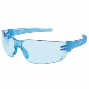 MCR SAFETY HK213PF Safety Glasses, Traditional Frame, Frameless, Light Blue, Blue, Blue, M Eyewear Size | CT2TKB 55KY42