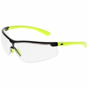 MCR SAFETY KD720 Safety Glasses, Anti-Scratch, No Foam Lining, Wraparound Frame, Half-Frame, Black, Lime | CT2THP 801W37