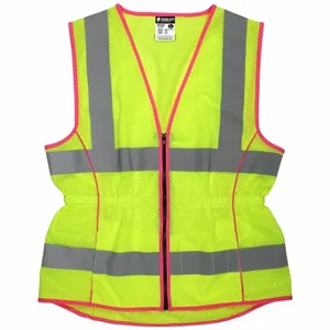 MCR SAFETY LVCL2MLL High Visibility Vest, ANSI Class 2, U, L, Lime, Solid Modacrylic, Zipper | CT2QHF 55KX29