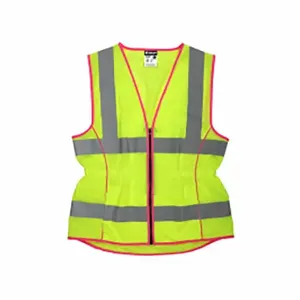 MCR SAFETY LVCL2MLM High Visibility Vest, ANSI Class 2, U, M, Lime, Solid Modacrylic, Zipper | CT2QHP 55KX30