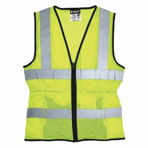 MCR SAFETY LVCL2MLX2 Safety Vest, Yellow/Green, Silver, Zipper, 2XL Size | CE9KZC 55KX31