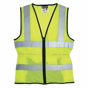 MCR SAFETY LVCL2MLXL High Visibility Vest, ANSI Class 2, U, XL, Lime, Solid Modacrylic, Zipper | CT2QJC 55KX32