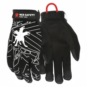 MCR SAFETY MB100L Mechanics Gloves, Size L, Mechanics Glove, Full Finger, Synthetic Leather, Black, 1 Pair | CT2RUH 392D66