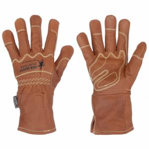 MCR SAFETY MU36211M Leather Gloves, Size M, Double Palm, Goatskin, Drivers Glove, Gauntlet Cuff, Brown, 1 Pair | CT2RAG 60HR35
