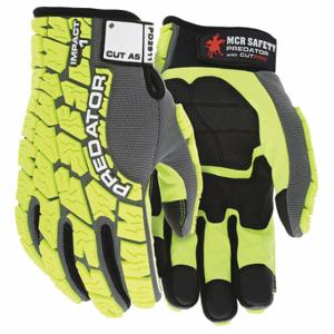 MCR SAFETY PD2911L Mechanics Gloves, Size L, Mechanics Glove, ANSI Cut Level A5, Palm Side, Gray/Lime, 1 Pair | CT2RMX 60HP08