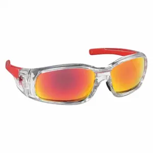 MCR SAFETY SR14R Safety Glasses, Wraparound Frame, Full-Frame, Red Mirror, Clear, M Eyewear Size | CT2TMU 22JJ44