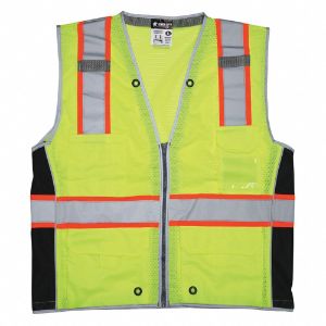 MCR SAFETY SURVCL2LL Safety Vest, L Size, Yellow/Green, Orange/Silver, Type R, Class 2, Zipper | CE9KZT 55KX48