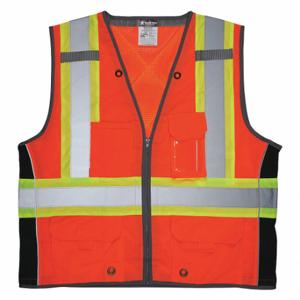 MCR SAFETY SURVCS2OX4 High Visibility Vest, ANSI Class 2, X, 4XL, Orange, Solid Polyester, Zipper | CT2QJN 55KX70
