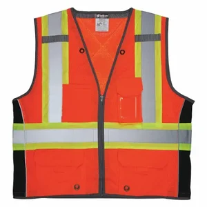 MCR SAFETY SURVCS2OM High Visibility Vest, ANSI Class 2, X, M, Orange, Solid Polyester, Zipper | CT2QJT 55KX67