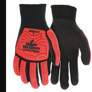 MCR SAFETY UT1950M Coated Glove, M, Dotted, Nitrile, ANSI Abrasion Level 3, Red, 12 Pack | CT2NLJ 60HP17
