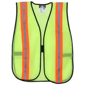 MCR SAFETY V200R Safety Vest, Universal, Lime, Solid Polyester, Hook-And-Loop | CT2TNX 392D72