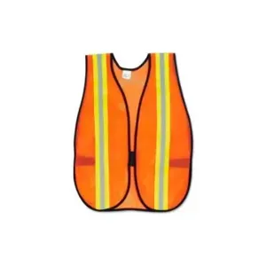 MCR SAFETY V201R Safety Vest, Universal, Orange, Solid Polyester, Hook-And-Loop | CT2TNY 392D74