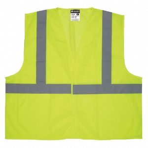 MCR SAFETY V2CL2MLL Safety Vest, L Size, Yellow/Green, Silver, Type R, Class 2, Hook-and-Loop | CE9KZQ 55KX72