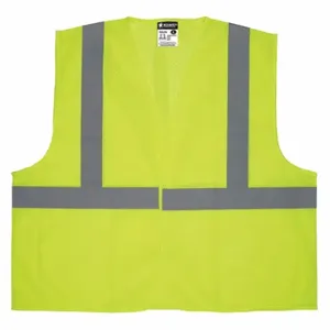 MCR SAFETY V2CL2MLX3 High Visibility Vest, ANSI Class 2, U, 3XL, Lime, Solid Polyester, Hook-and-Loop, Mens | CT2QGH 55KX75