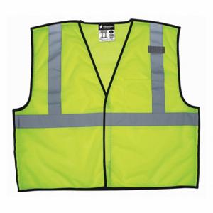 MCR SAFETY VBCL2MLX5 High Visibility Vest, ANSI Class 2, U, 5XL, Lime, Solid Polyester, Hook-and-Loop | CT2QHC 55KX95