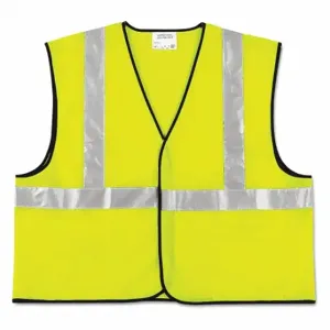 MCR SAFETY VCL2SLL Vest, Safety, 2 Inch Size Stripe, Fluorescent Lime, ANSI Class 2, L, Lime Polyester | CT2TWH 43PF91