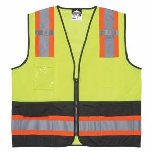 MCR SAFETY WCCL2MLSZS High Visibility Vest, ANSI Class 2, U, S, Lime, Solid Polyester, Zipper | CT2QHY 55KY12