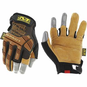 MECHANIX LFR-75-010 Mechanics Gloves, Size L, Mechanics Glove, Partial Finger, Pigskin, TPR, Brown, 1 Pair | CT2UTU 464F23
