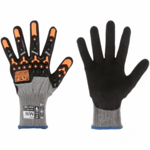 MECHANIX S5CP-08-009 Knit Gloves, Size L, ANSI Cut Level A4, ANSI Impact Level 1, Palm, Dipped, Gray, 1 Pair | CT2UKC 60VZ32