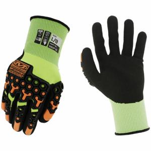 MECHANIX S5DP-91-009 Knit Gloves, Size L, Sandy, Nitrile, Palm, Dipped, ANSI Abrasion Level 4, Lime, 1 Pair | CT2UKQ 61DE69