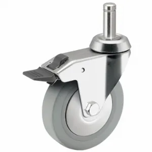 MEDCASTER RZ03TPP090TLGR01 Quiet-Roll Friction-Ring Stem Caster, 3 Inch Wheel Dia, 140 Lb, 4 Inch Mounting Height | CT2VMV 55FE55