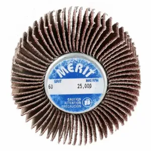 MERIT 08834130724 Flap Wheel, 2 Inch Dia x 1 Inch W, 1/4 20 Threaded-Shank, Aluminum Oxide, P60 Grit | CT2ZYK 464P82