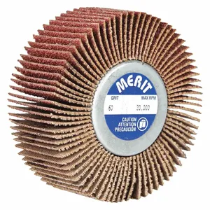 MERIT 08834130748 Flap Wheel, 3 Inch Dia x 1 Inch W, 1/4 20 Threaded-Shank, Aluminum Oxide, P60 Grit | CT2ZZN 464P85